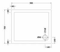 Nuie 900 x 700 Rectangle Shower Tray - FREE Waste 