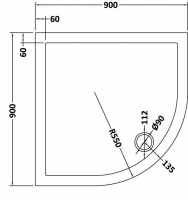 TrayMate Anti-Slip TM25 Elementary Quadrant Shower Tray - 900 x 900mm