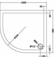 TrayMate Offset Quadrant TM25 Elementary Shower Tray - 1200 x 800mm - Left Hand