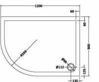 Nuie 1200 x 800 Left-Handed Offset Quadrant Shower Tray Slate Grey - FREE Waste