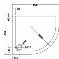 Nuie 760 x 760 Quadrant Shower Tray Slate Grey - FREE Waste