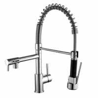 Richmond Twin Lever Kitchen Mixer Tap - Brushed Nickel