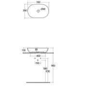 Shetland 550x450mm 2TH Semi Recessed Basin