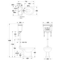 Burlington High Level WC with Black Aluminium Cistern and Fittings P2 T60 T30CHR