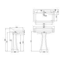 Zili 550mm 1 Tap Hole Basin & Full Pedestal