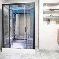 Insignia Showers Platinum Twin Hydro Massage Shower Cabin - 1400x900 - Black Frame