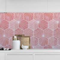 Pastel Pink Chevron Patterns Reflect Tile Wall Panels