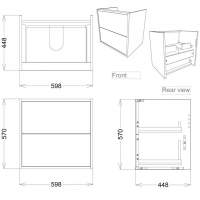 Pomeranian 600mm 2 Drawer Wall Hung Basin Unit Inc. Basin - Havana Oak