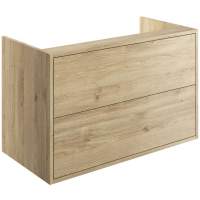 Pomeranian 900mm 2 Drawer Wall Hung Basin Unit (No Top) - Havana Oak