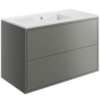 Pomeranian 900mm 2 Drawer Wall Hung Basin Unit Inc. Basin - Matt Grey