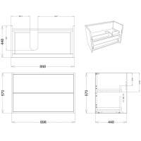 Pomeranian 600mm 2 Drawer Wall Hung Basin Unit (No Top) - Havana Oak