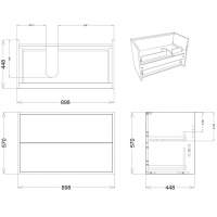 Pomeranian 900mm 2 Drawer Wall Hung Basin Unit Inc. Basin - Havana Oak