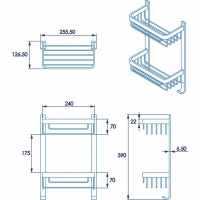 Croydex Premium Single Corner Shower Caddy - 35 x 273 x 190mm