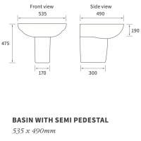 Muscovy 535x490mm 1TH Basin & Full Pedestal