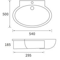 Muscovy 535x490mm 1TH Basin & Semi Pedestal