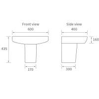 Ankam 600x400mm 1TH Basin & Full Pedestal