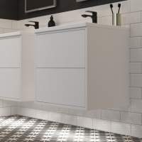 Pomeranian 600mm 2 Drawer Wall Hung Basin Unit Inc. Basin - Matt Grey