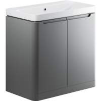 Laplane 800mm 2 Door Floor Standing Basin Vanity Unit - Matt Grey