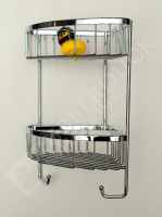 Roman Matt Black Double Rectangular Shower Basket with Hooks - RSB07B