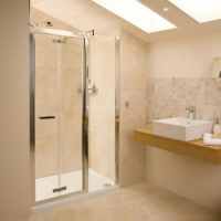 1000mm White Semi-Frameless bifold Shower Door,  Lakes Classic Collection