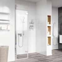 Roman Liberty 1057mm Brushed Brass Wetroom Panel with Clear Glass Corner