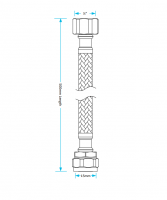 3/4" x 22mm - 500mm - Braided Flexi Hose - Viva Sanitary