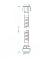 3/4" x 15mm - 300mm - Braided Flexi Hose - Viva Sanitary