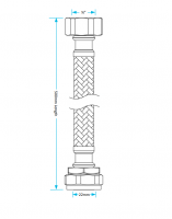 1/2" x 15mm - 150mm - Braided Flexi Hose - Viva Sanitary