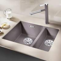 Blanco Subline 340/160 U Kitchen Sink Left Hand - Rock Grey