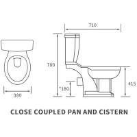 Shetland Closed Coupled Toilet & Indigo Ash Soft Close Seat