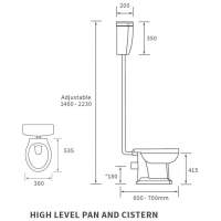 Shetland High Level Toilet & Grey Ash Soft Close Seat