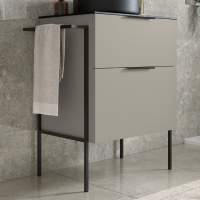 Shetland 610mm Wall Hung 2 Drawer Basin Unit & Basin - Matt Olive Green