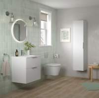 Shetland 610mm 2 Drawer Wall Unit & Basin - Matt Latte