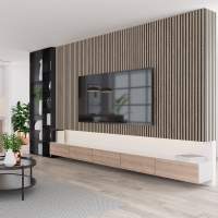 Wooden Slat Feature Wall Panels - Natural Oak