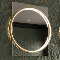 HIB Solas 50 LED Illuminated Bathroom Mirror - Brushed Brass Frame