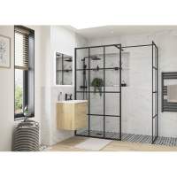 1200mm Matt Black Sliding Wetroom Screen - Rolla 8 By Aquadart