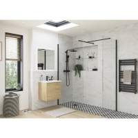 1100mm Matt Black Sliding Wetroom Screen - Rolla 8 By Aquadart