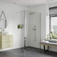 1100mm Matt Black Sliding Wetroom Screen - Rolla 8 By Aquadart