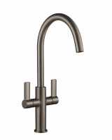 Francis Pegler Jeroni Swan 2 Handle Gunmetal Kitchen Mixer Tap - Comap