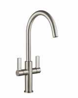 Jeroni Swan 2 Handle Brushed Nickel Kitchen Mixer Tap - Francis Pegler Comap