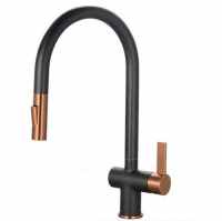 Mayhill Black & Rose Gold Single Lever Pull Out Kitchen Tap - Tailored