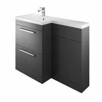 The White Space L Shaped Basin & Toilet Combination Unit - Charcoal