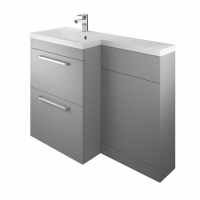 The White Space L Shaped Basin & Toilet Combination  Unit - Ash Grey