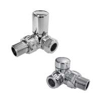 Double Corner Radiator Valves - Chrome - Pair - Signature