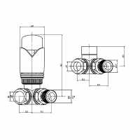 Eastbrook Corner Thermostatic Radiator Valves TRV - Chrome - Inc Lockshield