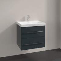 Jux Wall Hung 2 Drawer Basin Unit & Co-ordinating Basin 605mm - Matt Cotton & Oak Effect