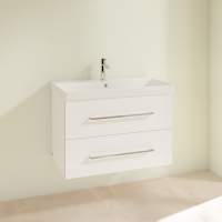 Villeroy & Boch Avento 780mm Bathroom Vanity Unit And Basin 2 Drawers Crystal Black