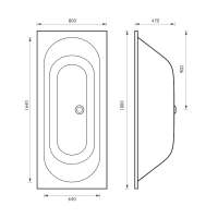 Abacus Square Armoured Plus Double Ended Bath 1700 x 800mm