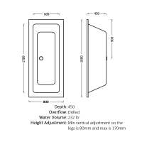 Abacus Square Armoured Plus Double Ended Bath 1700 x 800mm