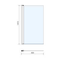 Abacus Two Part Hinged Bath Shower Screen 940 x 1450 x 8mm